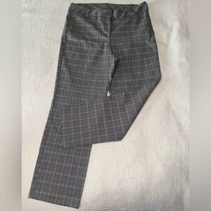 Avenue Womens Gray Plaid Dress Pants